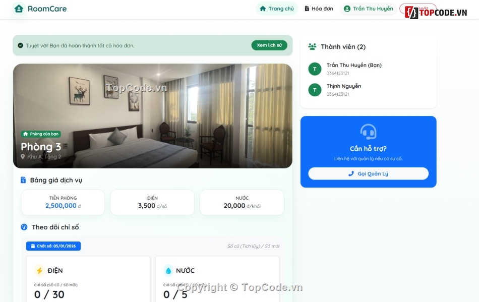 web quản lý,website nhà,web nhà trọ